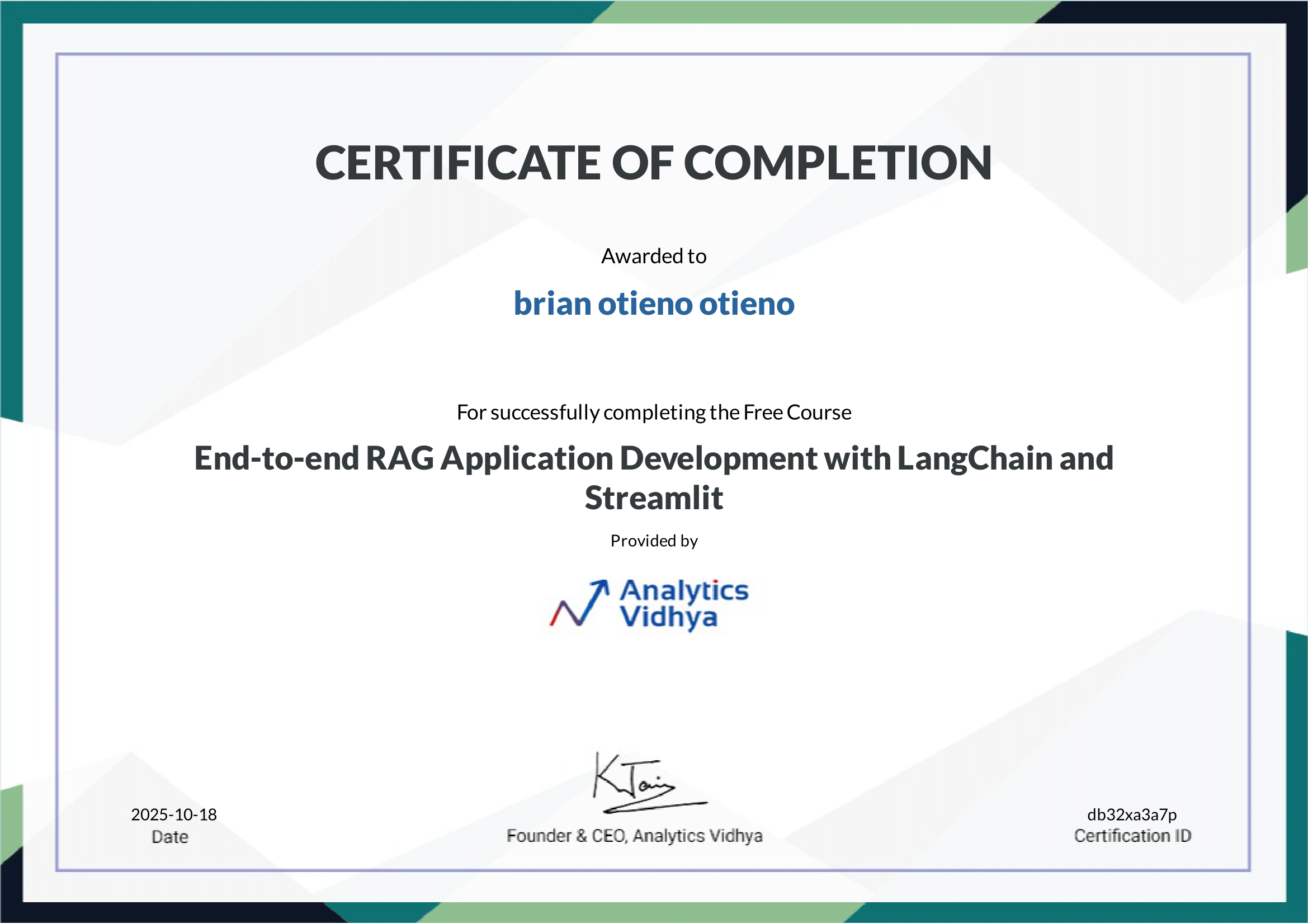 RAG Certificate